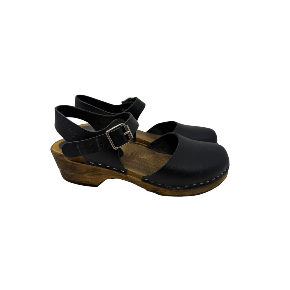 Lotta From Stockholm Low Wood Slingback Clogs Black Leather EU 38 US 8 - Picture 7 of 14